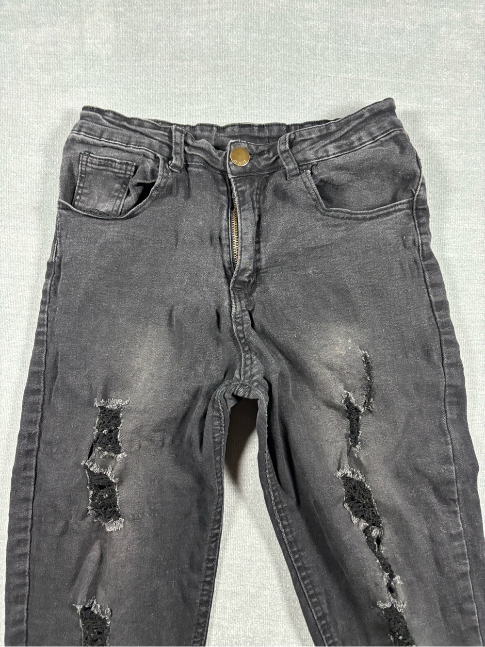 SHEIN Black Distressed High-Rise Skinny‎ Jeans